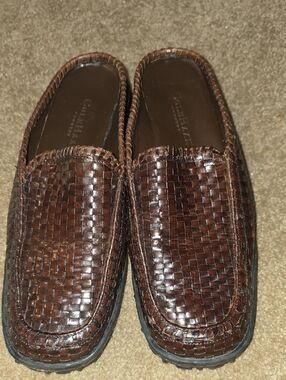 Cole Haan Women's Brown Woven Leather Slip-On Loafers/Mules